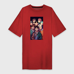 Женская футболка-платье BTS art anime