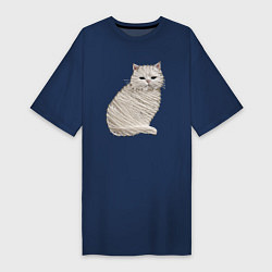 Женская футболка-платье Вышивка Кот