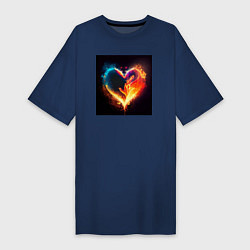 Женская футболка-платье Пылающее сердце - нейросеть