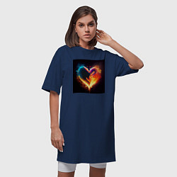 Футболка женская-платье Пылающее сердце - нейросеть, цвет: тёмно-синий — фото 2