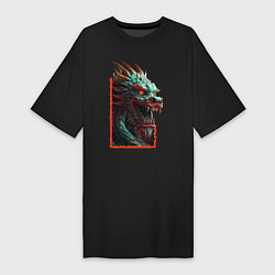 Женская футболка-платье Дракон с горящими глазами: арт нейросети