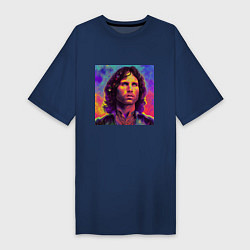 Футболка женская-платье Jim Morrison Strange colors Art, цвет: тёмно-синий