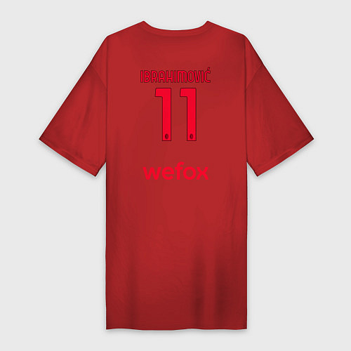 Женская футболка-платье Златан Ибрагимович ФК Милан форма 2223 гостевая / Красный – фото 2