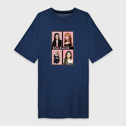 Женская футболка-платье Blackpink K-pop группа в аниме стиле