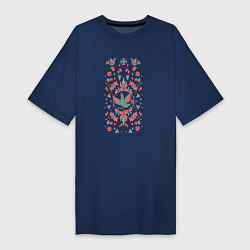 Женская футболка-платье Орнамент с птицами в стиле пермогорской росписи