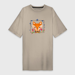 Женская футболка-платье Портрет лисы