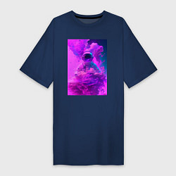 Женская футболка-платье Астронавт в цветном космическом тумане