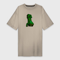 Женская футболка-платье Крипер Майнкрафт персонаж