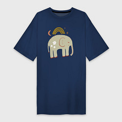Футболка женская-платье Elephants world, цвет: тёмно-синий