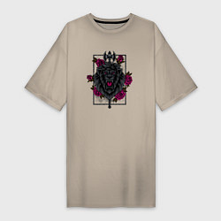 Женская футболка-платье Лев секира и розы