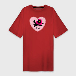 Женская футболка-платье Котик с сердечком - весы
