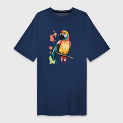 Женская футболка-платье Попугай в брызгах краски