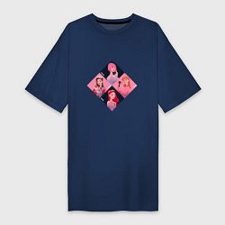 Женская футболка-платье Сгруппированные арты участниц Блэк Пинк