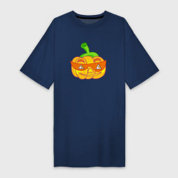 Женская футболка-платье Веселая тыква в очках: для вечеринки на Хэллоуин