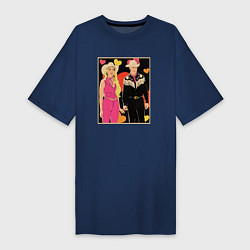 Футболка женская-платье Ковбои Барби и Кен, цвет: тёмно-синий