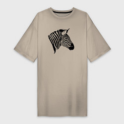 Женская футболка-платье Голова зебры сбоку