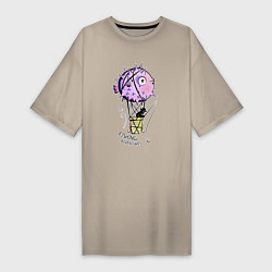 Женская футболка-платье Воздушный шар из рыбы фугу и рыбак с удочкой