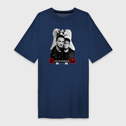 Футболка женская-платье Depeche Mode - Dave Gahan and Martin Gore, цвет: тёмно-синий