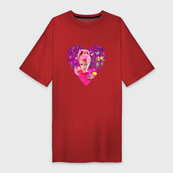Женская футболка-платье Барби сердечко