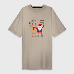 Женская футболка-платье Дед Мороз и новогодний олень