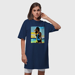 Футболка женская-платье Отдыхающая в купальнике, цвет: тёмно-синий — фото 2
