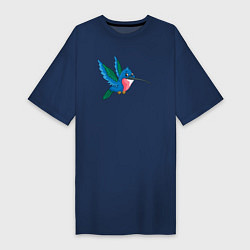 Женская футболка-платье Синяя колибри