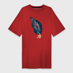 Женская футболка-платье Девушка космос в волосах