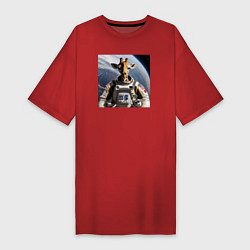 Женская футболка-платье Жираф астронавт