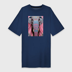 Женская футболка-платье Красочная морда слона индийский стиль