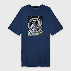Женская футболка-платье Котик улетел в космос