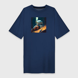 Женская футболка-платье Космонавт и лес