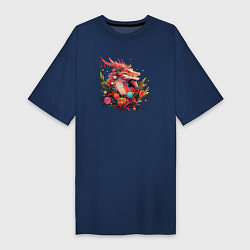 Женская футболка-платье Christmas angry dragon