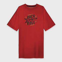Футболка женская-платье Power of rock n roll, цвет: красный