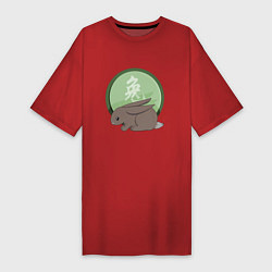 Женская футболка-платье Год кролика на китайском