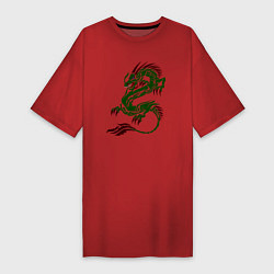 Женская футболка-платье Символ года - зелёный дракон
