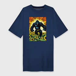Футболка женская-платье Разъяренная горилла, цвет: тёмно-синий