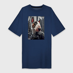 Женская футболка-платье Dude bull terrier in New York - ai art