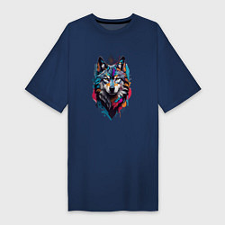 Женская футболка-платье Волк в стиле Граффити