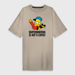 Женская футболка-платье Барт Симпсон скейтбордист