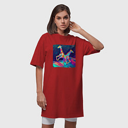 Футболка женская-платье Жирафы кубизм, цвет: красный — фото 2