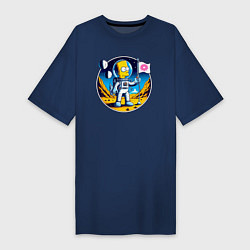 Женская футболка-платье Космонавт Барт Симпсон на другой планете