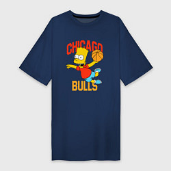 Футболка женская-платье Чикаго Буллз Барт Симпсон, цвет: тёмно-синий
