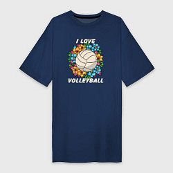 Женская футболка-платье I love volleyball