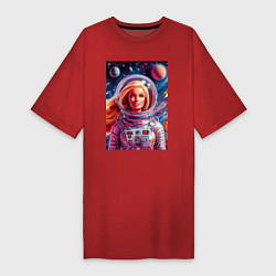 Женская футболка-платье Красавица Барби в космосе - нейросеть