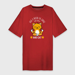 Женская футболка-платье Всё что нужно это любовь йога и кот