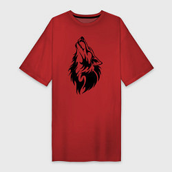 Женская футболка-платье Воющий волк