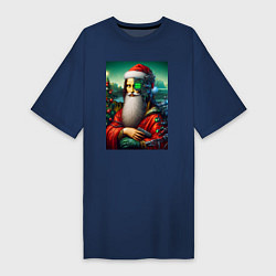 Женская футболка-платье Mona Lisa in Santa costume - cyberpunk