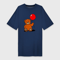 Футболка женская-платье Плюшевый медведь с воздушным шариком, цвет: тёмно-синий