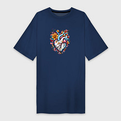 Женская футболка-платье Расцветающее сердце