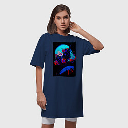 Футболка женская-платье Лунная гравитация: Портрет аниме девочки, цвет: тёмно-синий — фото 2